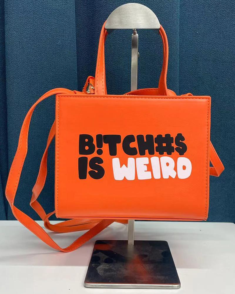 

Fashion Letter Print Tote Bag, Orange