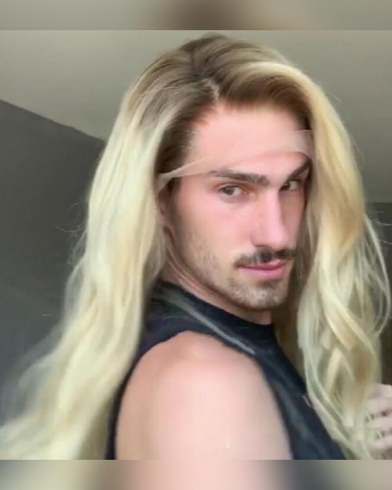 

Gold Long Hair Wig For Men