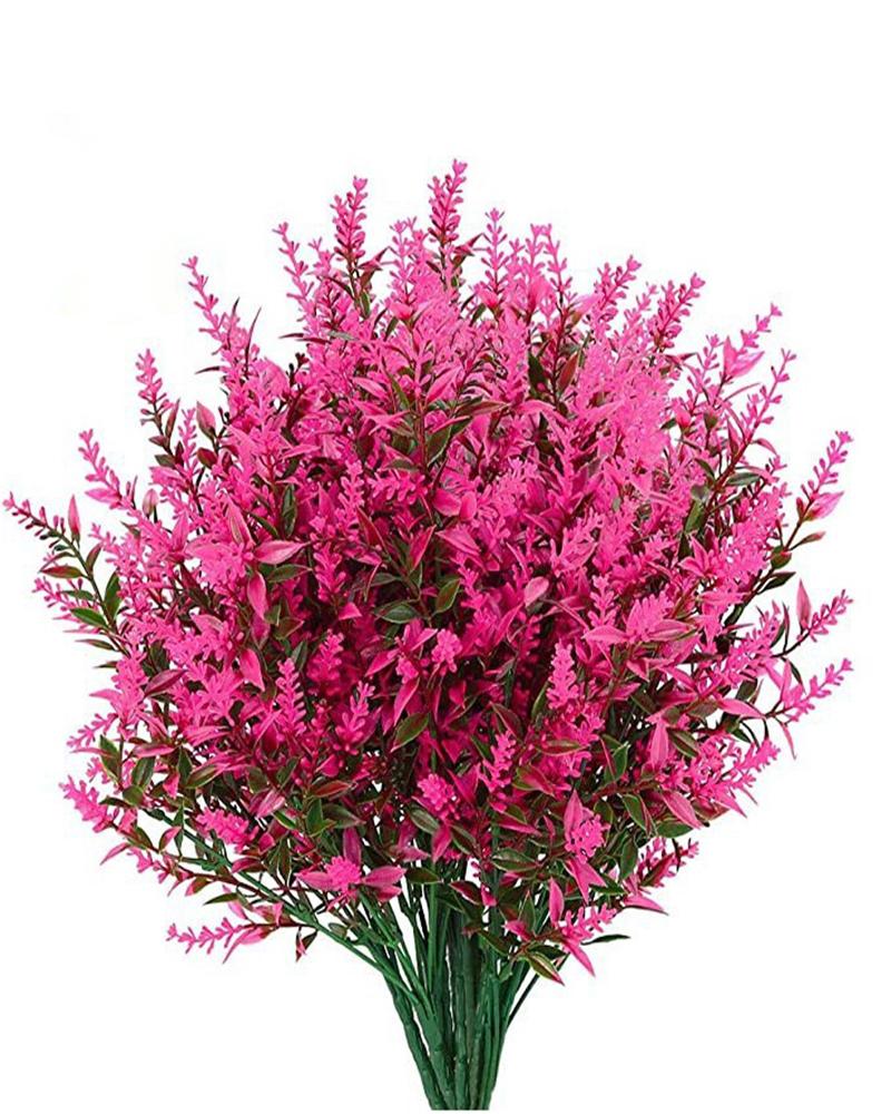 

8PCS Artificial Lavender Plant Lifelike Faux Silk Flowers for Weddings, Crafting, Kitchen Decor or Home Decor, Hot pink