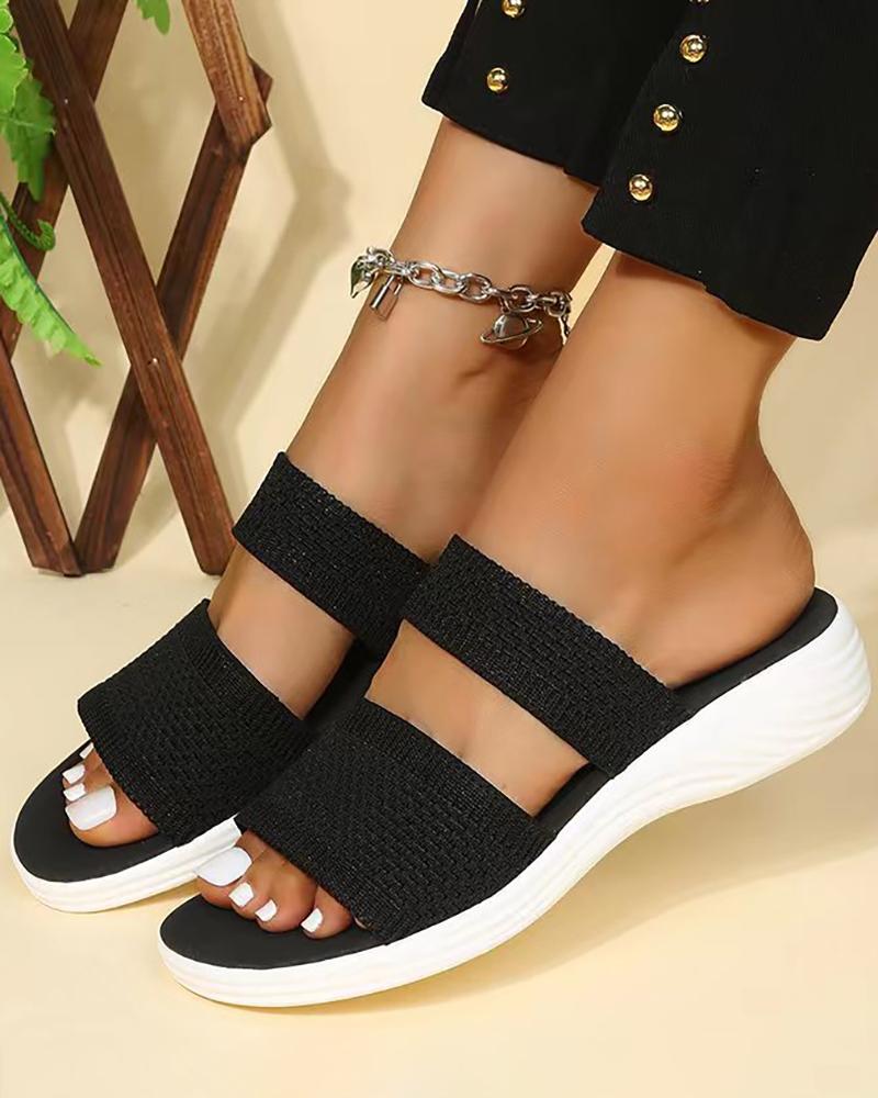 

Double Strap Beach Slippers, Black