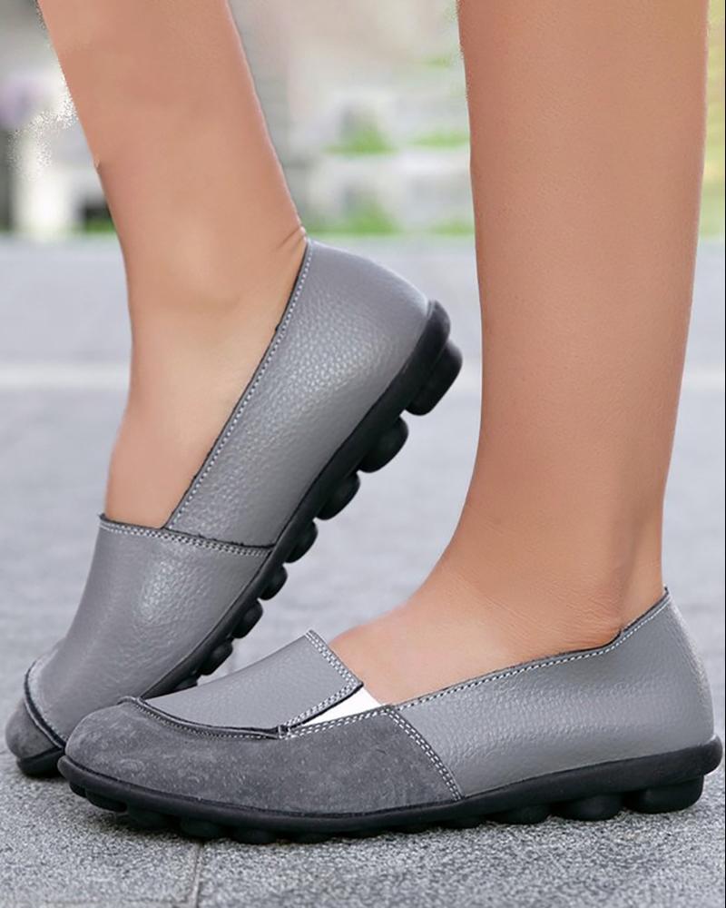 

Colorblock Slip On Loafers, Gray