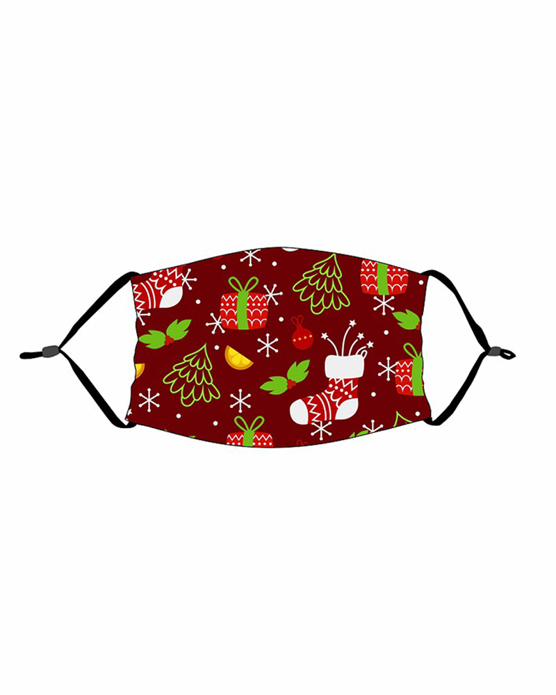 

Christmas Print PM 2.5 Adjustable Face Mask For Adults, Style4