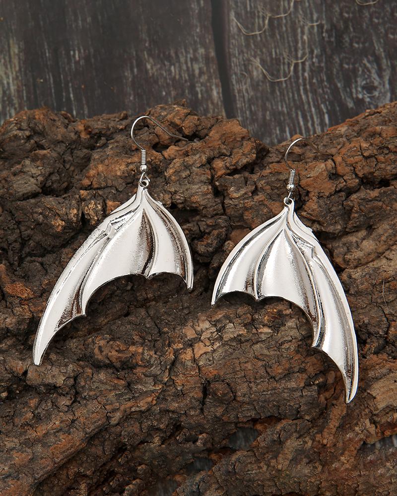 

1Pair Halloween Gothic Bat Shaped Drop Earrings, Silver