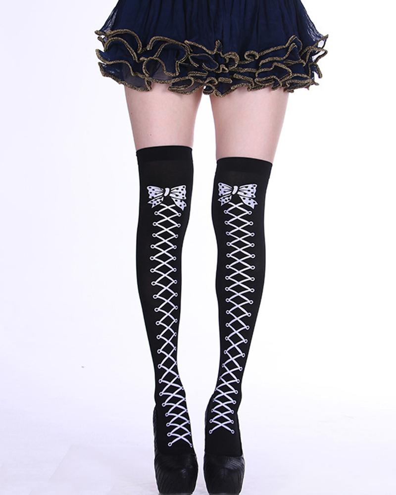 

1Pair Halloween Graphic Print Thigh-High Stockings, Style2