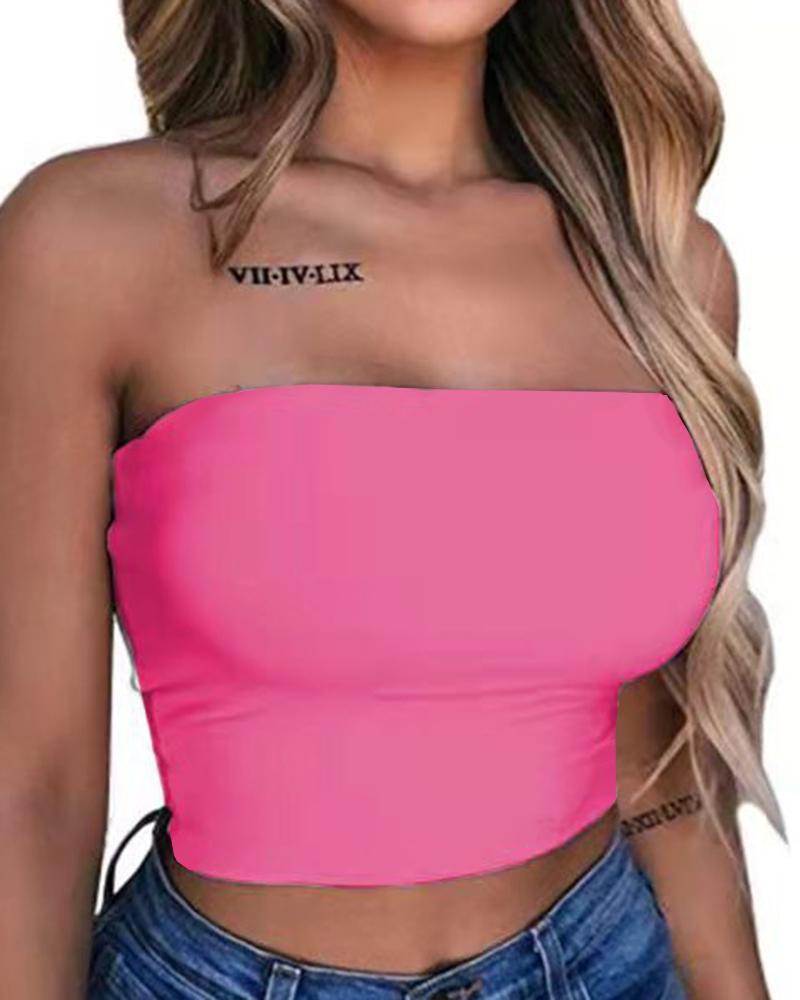 

Bandeau Strapless Crop Tube Top, Pink