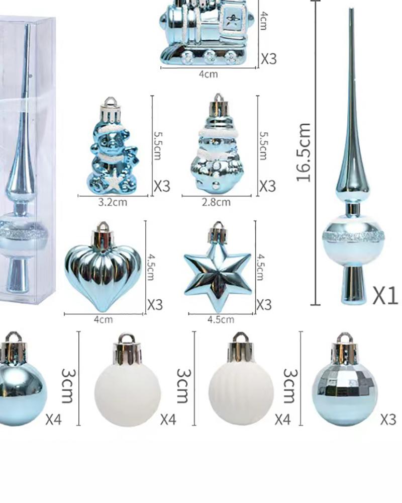 

34pcs Christmas Ball Christmas Ornaments Set Decorations For Xmas Tree Balls, Blue