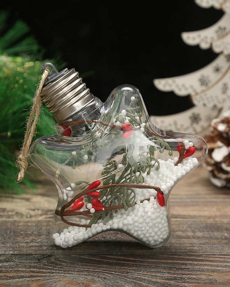

Christmas Balls Ornament Xmas Transparent Luminous Filler Led Five-Pointed Star Tree Snowflake Ball, Style3