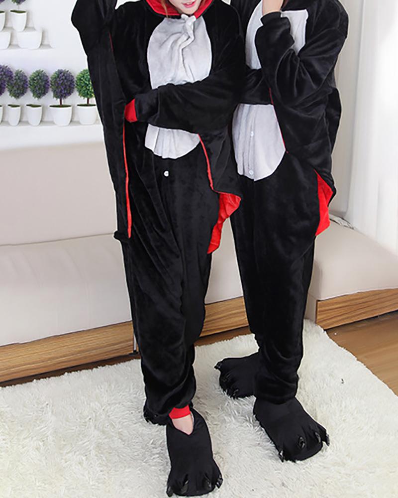 

Christmas Colorblock Animal Pattern Hooded Lantern Sleeve Onesie, Style4