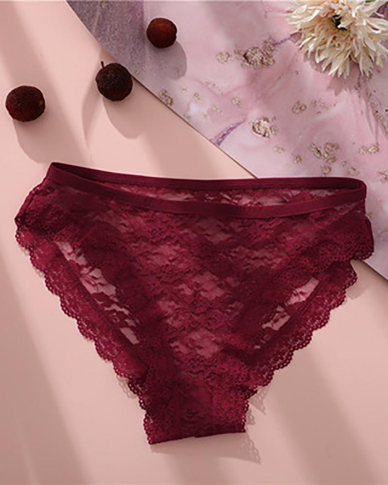 

High Waist Crochet Lace Skinny Panty, Red
