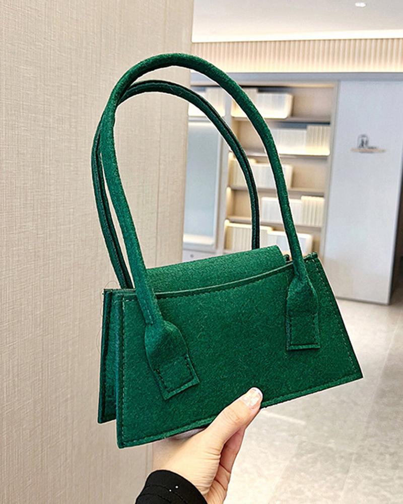 

Vintage Square Felt Shoulder Bag, Green