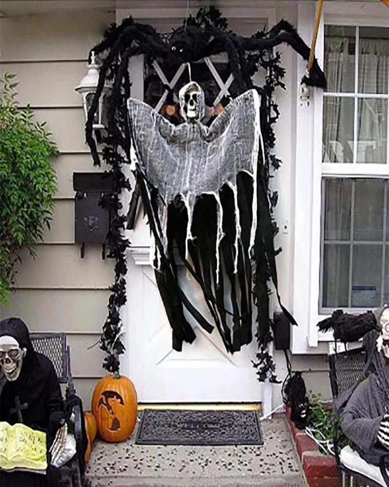 

Ghost Halloween Decorations Hanging Scary Creepy Grim Reaper For Halloween Party Haunted House KTV Bar Decorations, Black