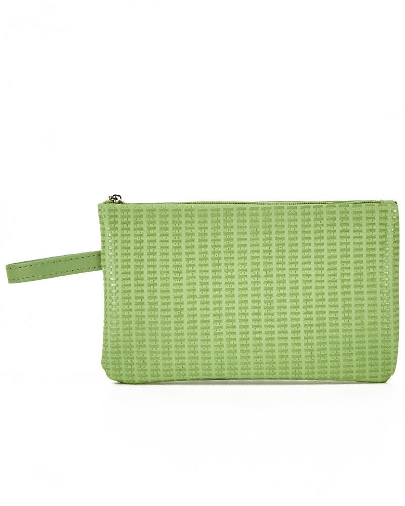 

Square Zipper Decor Functional Makeup Bag, Green