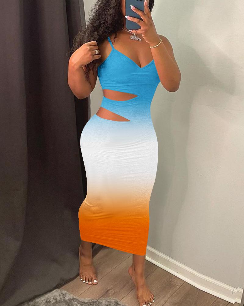 

Ombre Halter Cutout Midi Dress, Multicolor