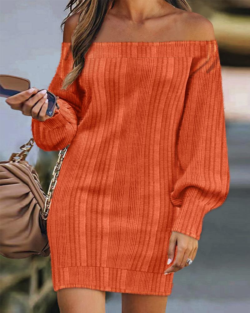 

Off Shoulder Lantern Sleeve Dress, Orange