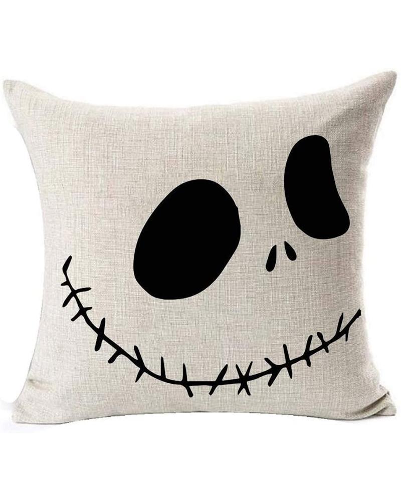 

Nightmare Before Christmas Cotton Linen Square Throw Pillow Case Decorative Cushion Cover Pillowcover for Sofa 18"X 18" Halloween Throw Pillow Covers, Style1