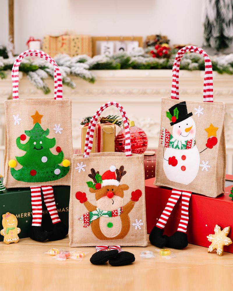 

1pc Christmas Treat Bag Christmas Holiday Gift Treat Bag Children Kids Party Supplies Holiday Decoration, Style1