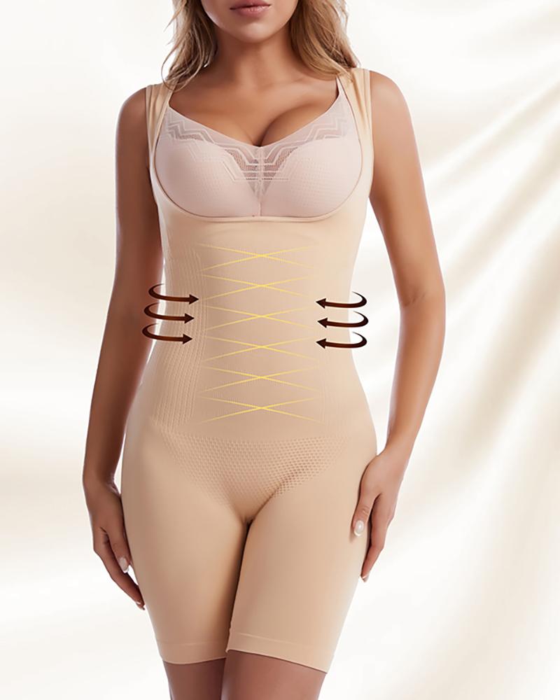 

Seamless Fullbody Shapewear One Piece Tummy Control Spandex Underwear Bodysuit, Nude