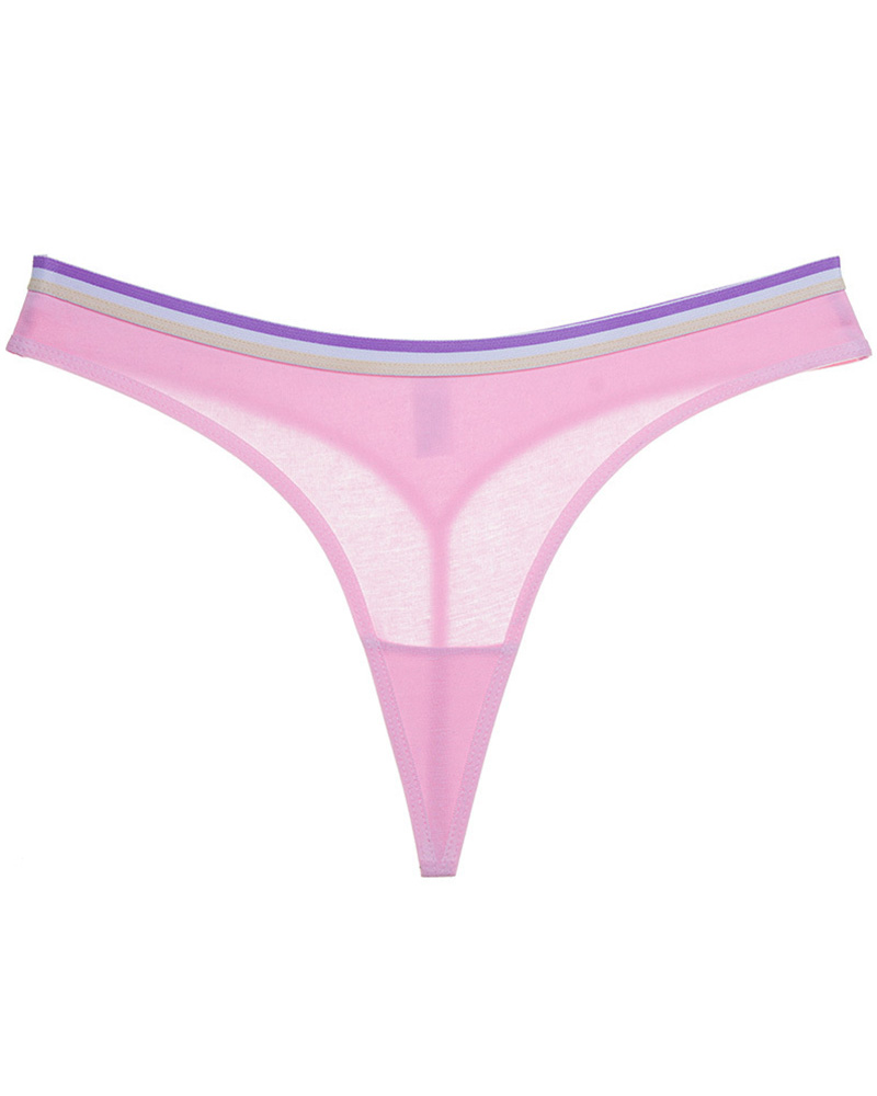 

Seamless Low Waist Striped Print Panty, Pink
