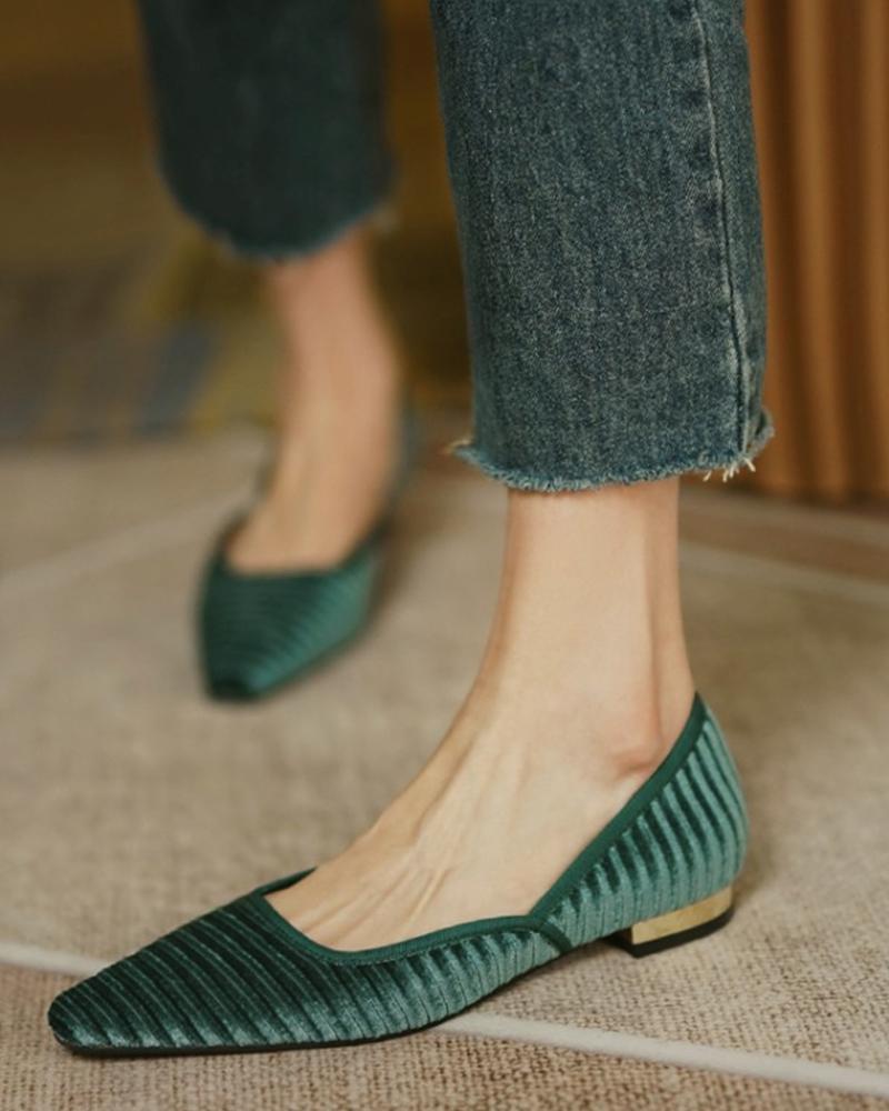 

Square Toe Suede Slip On Shoes, Sky blue