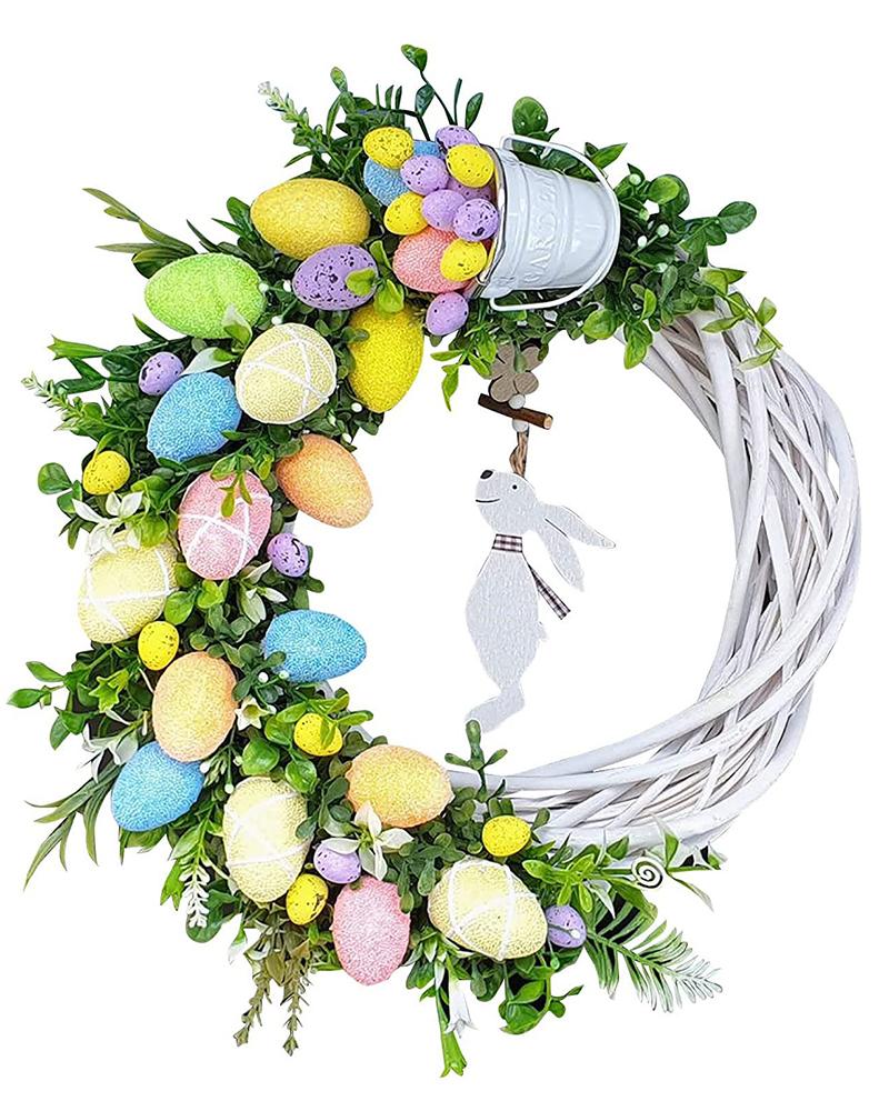 

1pc Easter Bunny Eggs Wreath Shaped Hanging Decoration, Style4