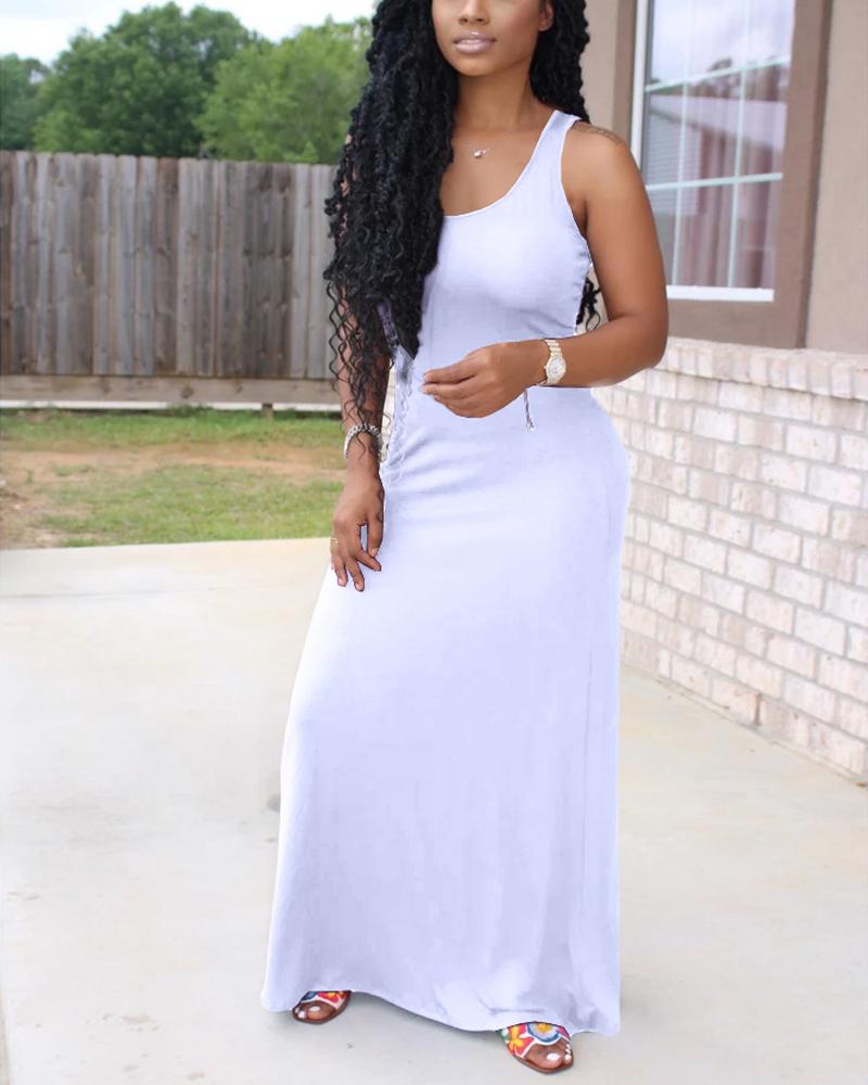 

U-Neck Sleeveless Maxi Dress, White