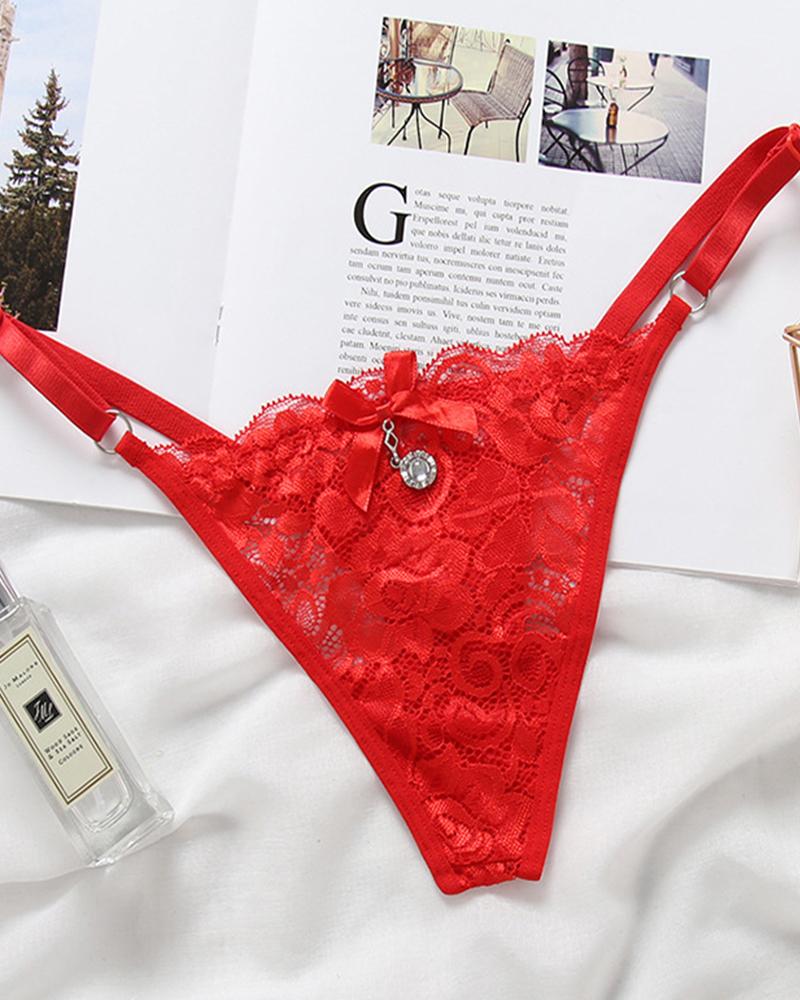 

Sexy Lace Low Waist Skinny Thong Panties, Red
