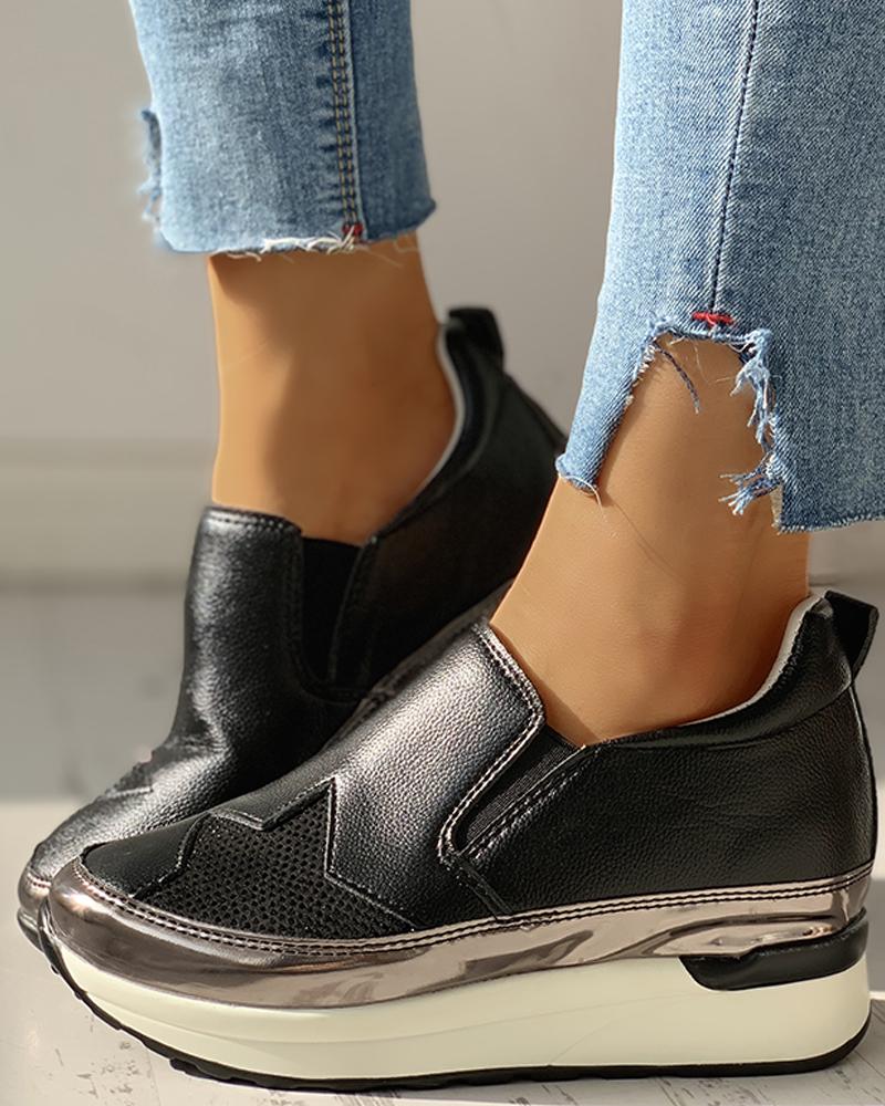 

Knitted Insert Sequins Muffin Sneakers, Black