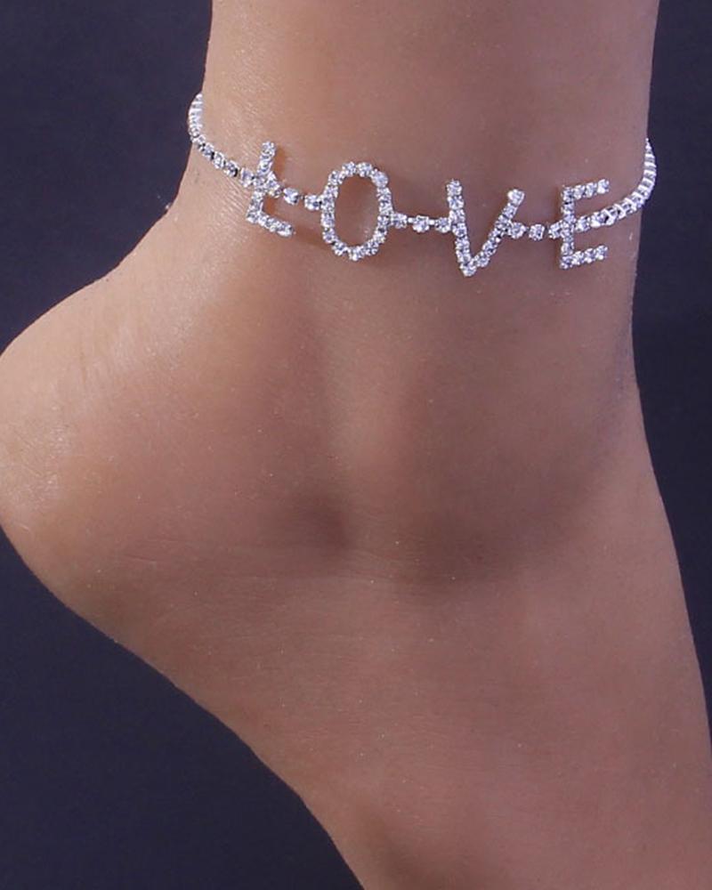 

1pc Mother's Day Wedding Guest Gift Fashion Jewelry Love Letter Anklet, Silver