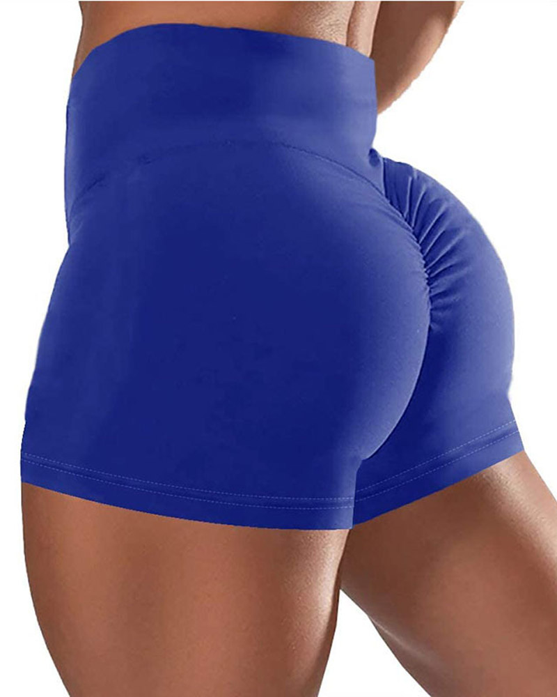 

High Waist Scrunch Butt Lifting Yoga Active Shorts, Blue