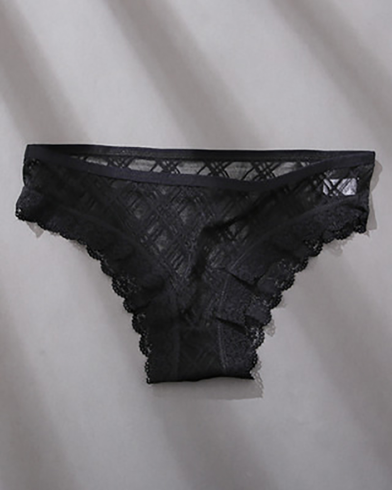 

Hollow Out Crochet Lace Skinny Panty, Black