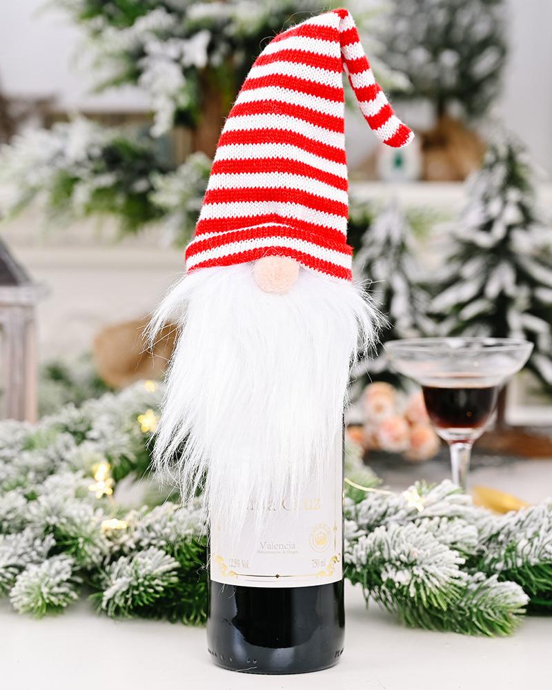 

1pc Christmas Gnome Wine Bottle Cover Champagne Wine Bottle Cap Topper Holiday Christmas Decoration Party Ornament, Style4