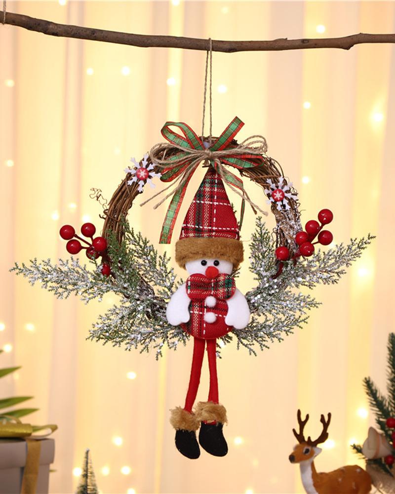 

1pc Artificial Christmas Wreath For Front Door Wall Window Farmhouse Home Decoration Ornament, Style2