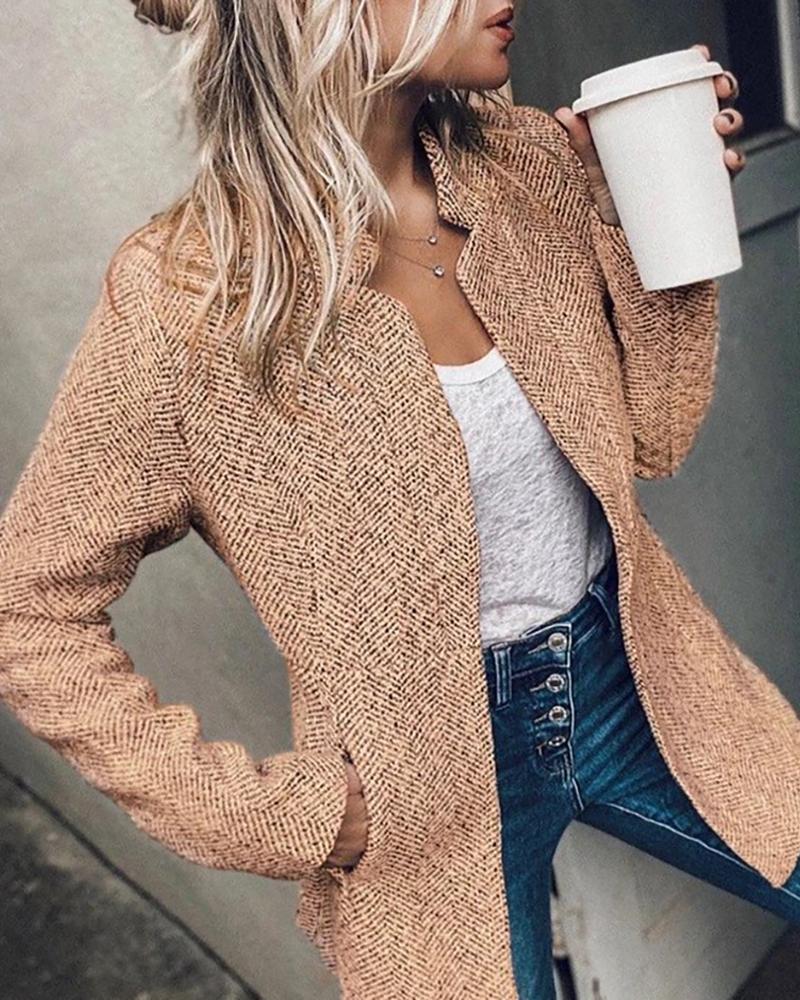 

Pocket Design Long Sleve Casual Coat, Khaki