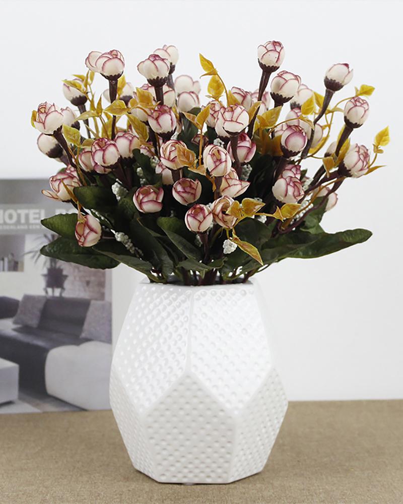 

7 Branch 21 Heads Artificial Flowers Bouquet Mini Rose Wedding Home Office Decor, Coffee