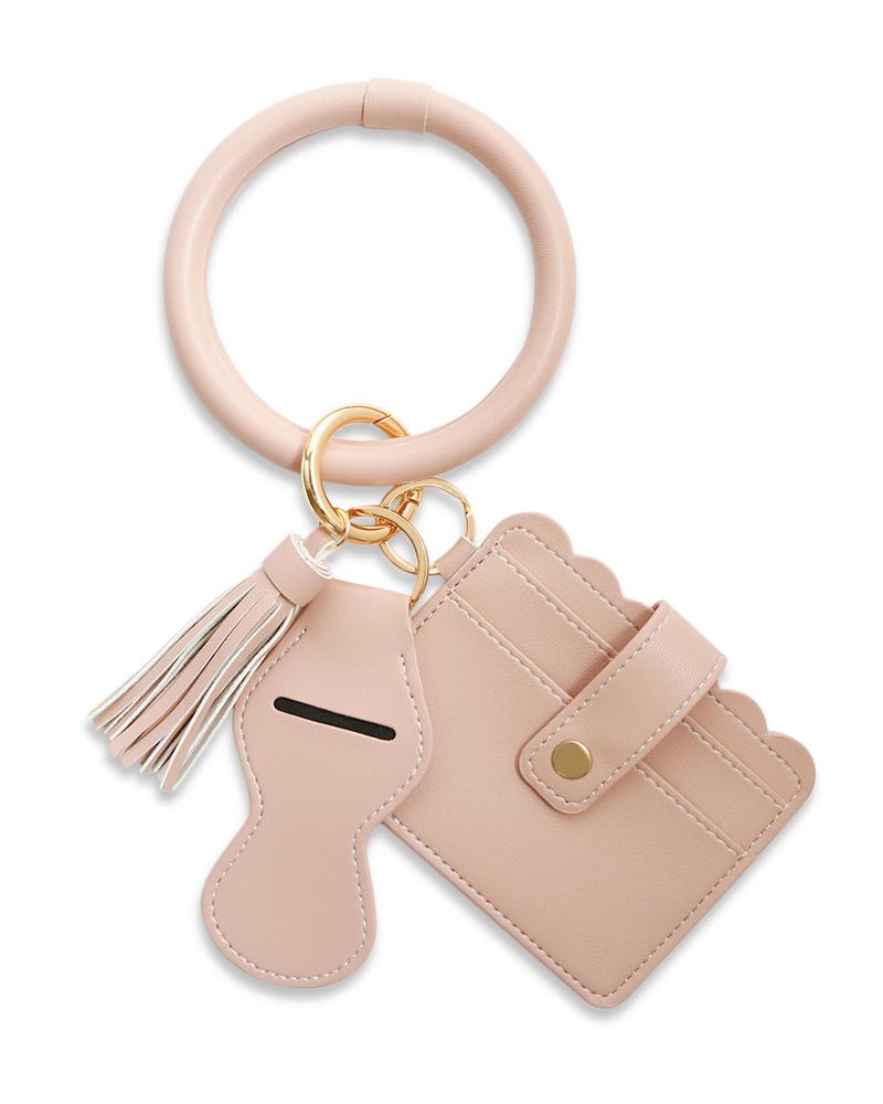 

Cheetah Print Tassel Decor Purse Bag Accessories Key Ring, Pink
