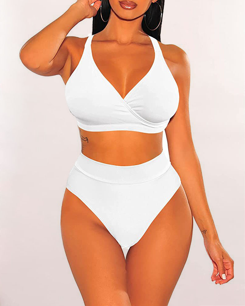 

Criss Cross High Waist Bikini Set, White