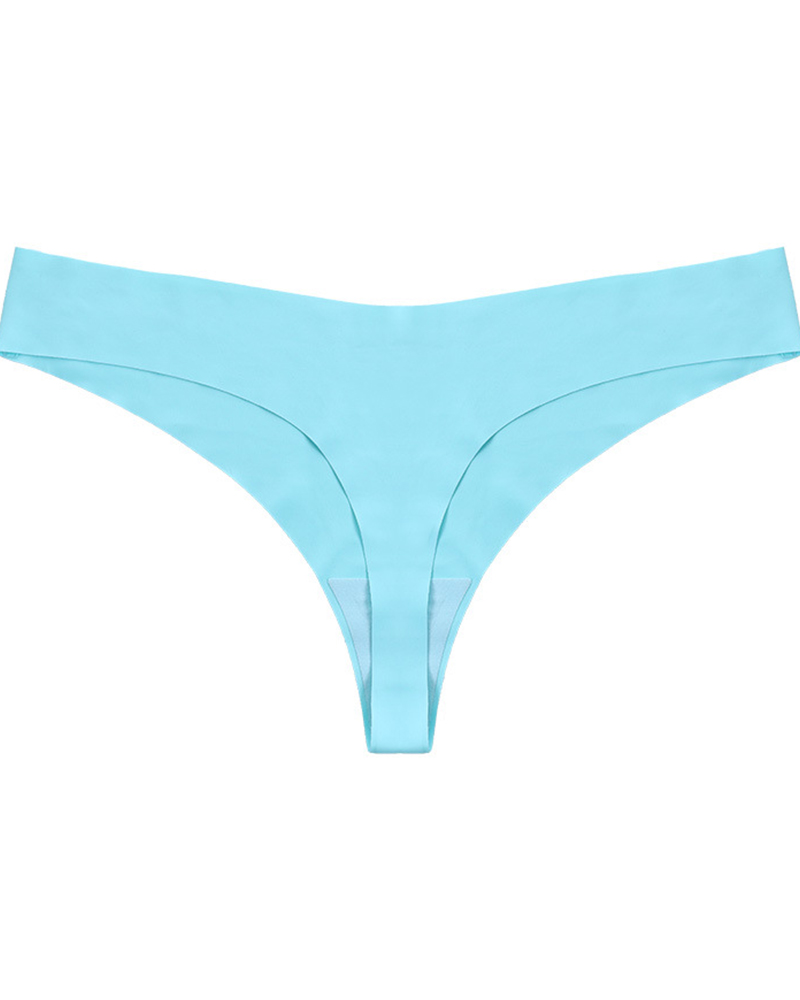 

Low Waist Skinny Solid Color Seamless Panties, Blue