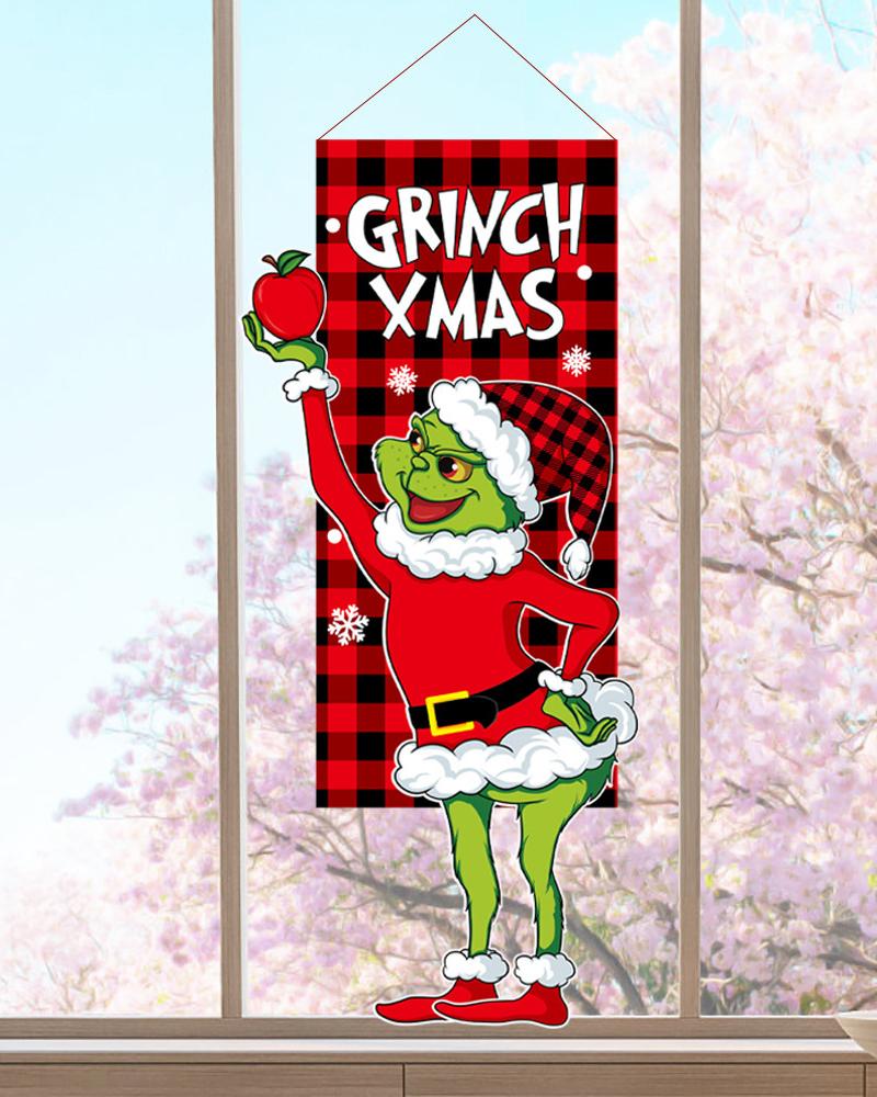 

1pc Christmas Garden Ornament Elk Cartoon Doll Hanging Flag Decoration, Style4