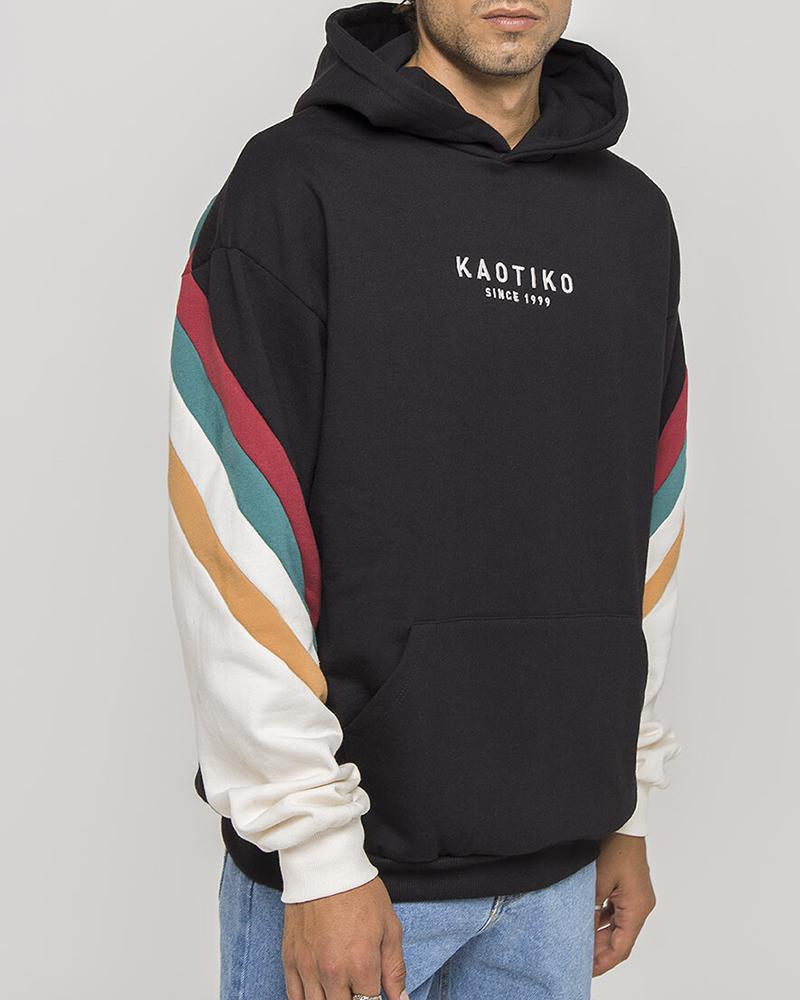 

Colorblock Long Sleeve Hoodies Sweatshirt, Black