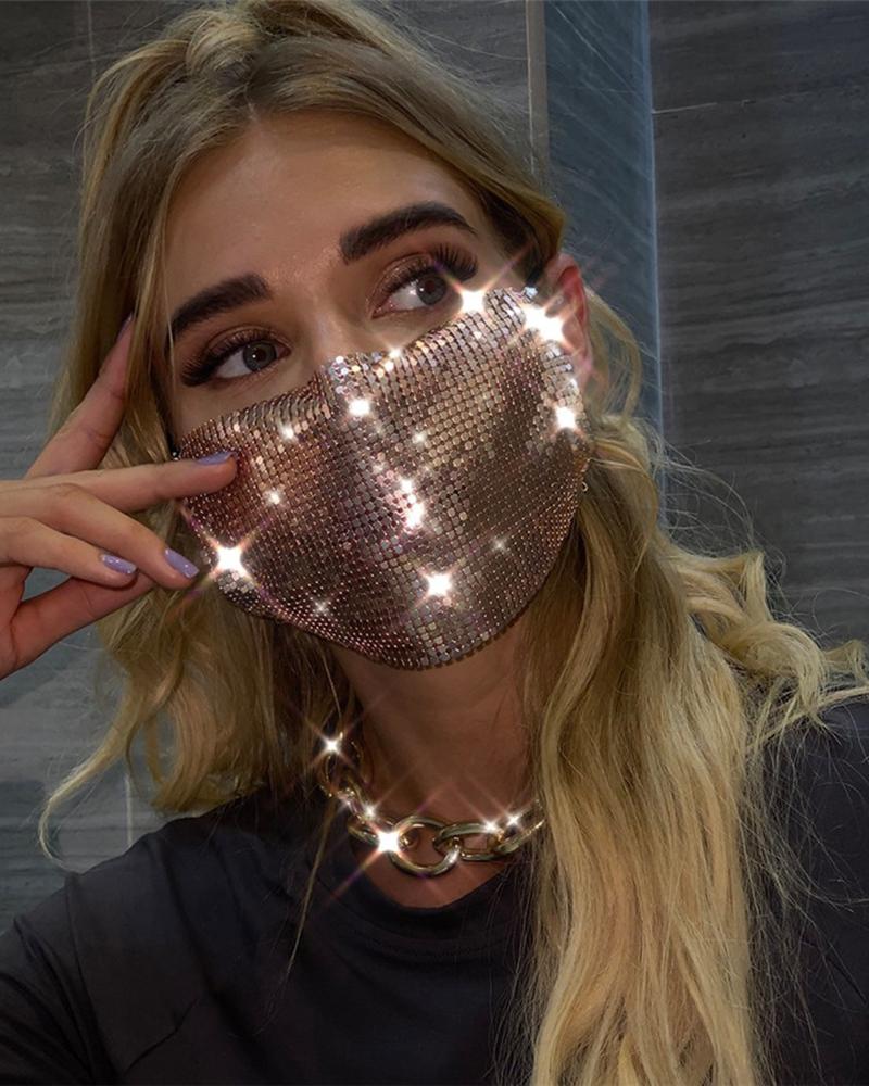 

Plain / Cheetah Pattern Sequins Breathable Face Mask, Pink