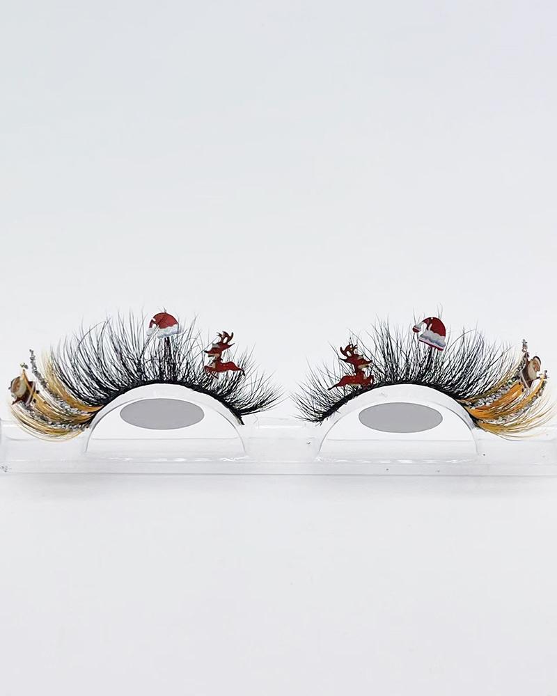 

Christmas Wispy Colorblock Graphic Pattern False Party Eyelashes, Style5