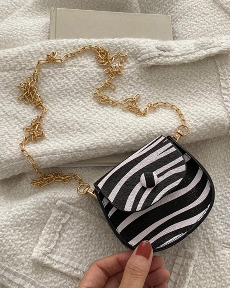

Leopard Chain Strap Crossbody Bag, Zebra