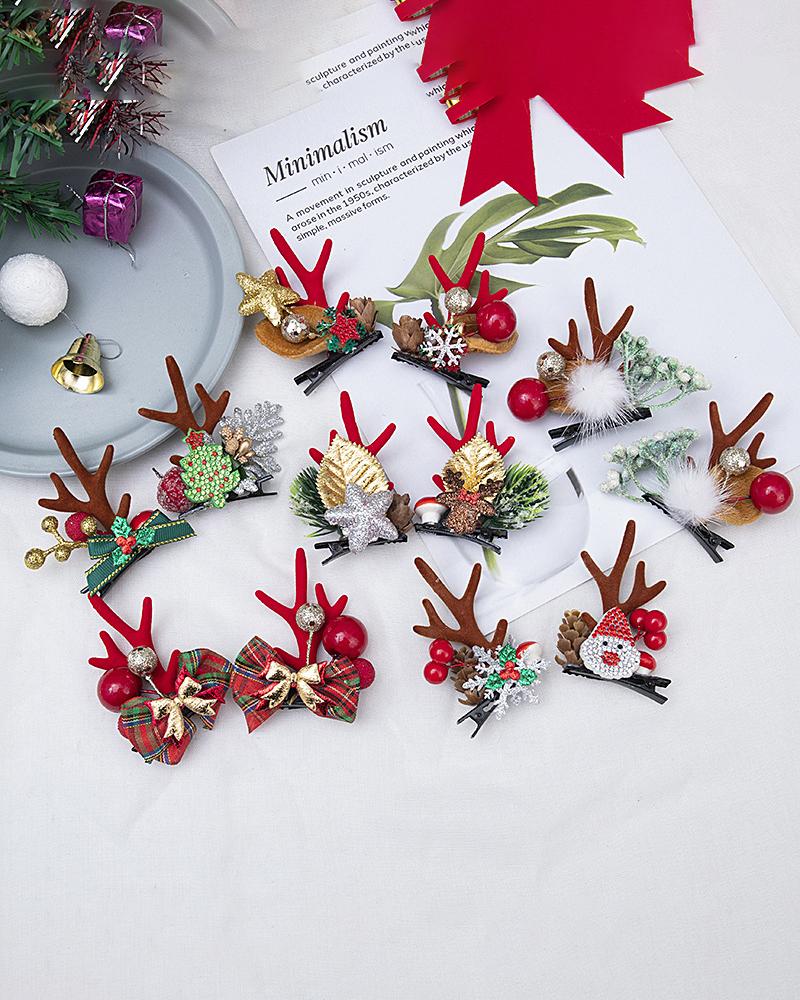 

1Pair Christmas Hair Clips Antlers Hairpins Hair Accessories Christmas Ornament Party Headpiece, Style3