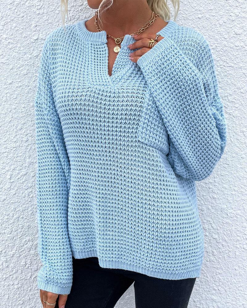 

Long Sleeve Pocket Detail Sweater, Blue