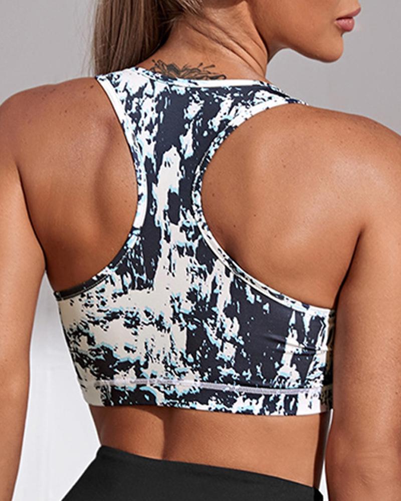 

Tie Dye Sleeveless Skinny Active Bras, Black