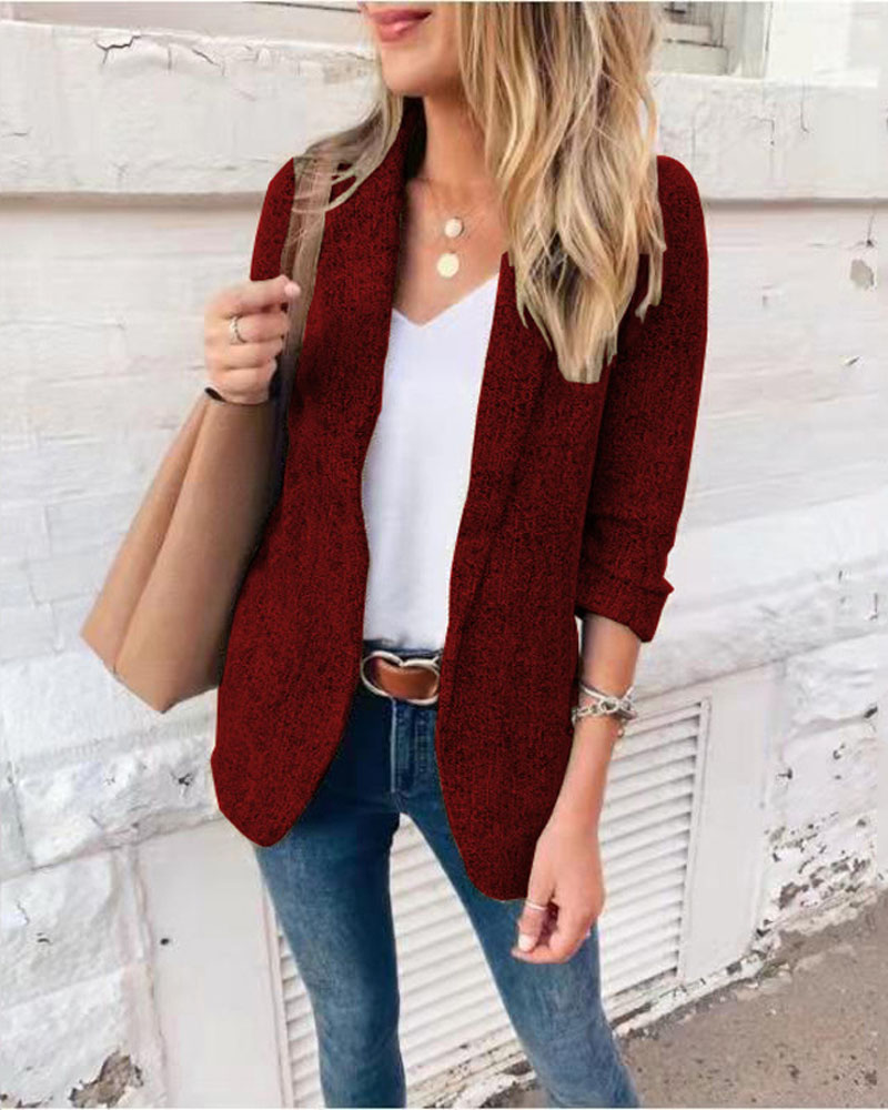 

Long Sleeve Shawl Collar Blazer Coat, Red