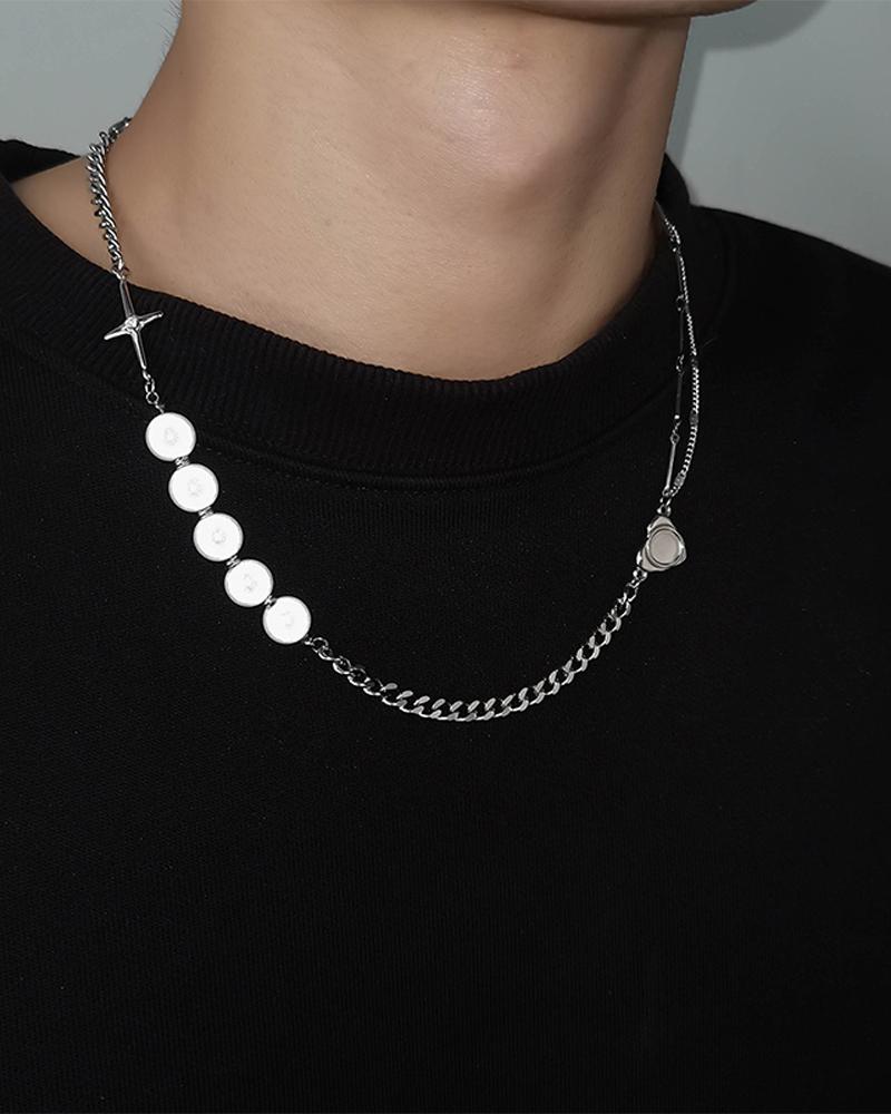 

Reflective Pearl Stainless Steel Pendant Necklace, Silver
