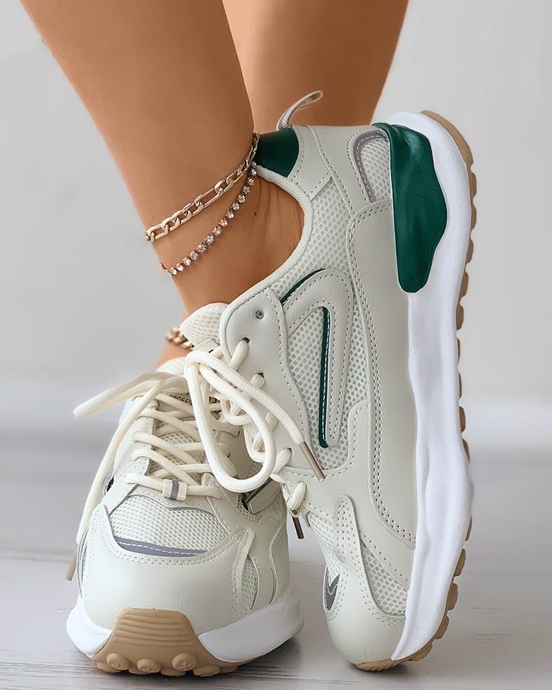 

Lace-up Front Colorblock asual Snakear, Beige