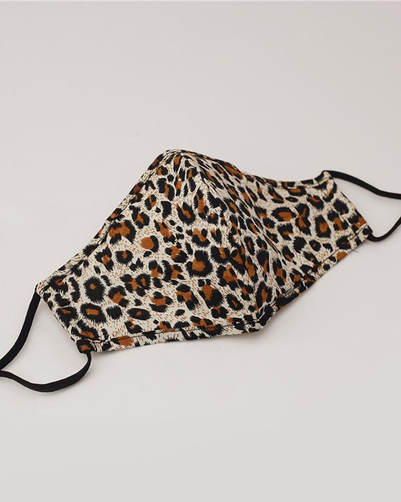 

Floral / Pineapple / Cheetah Print Ear Loop Breathable Mouth Mask, Leopard