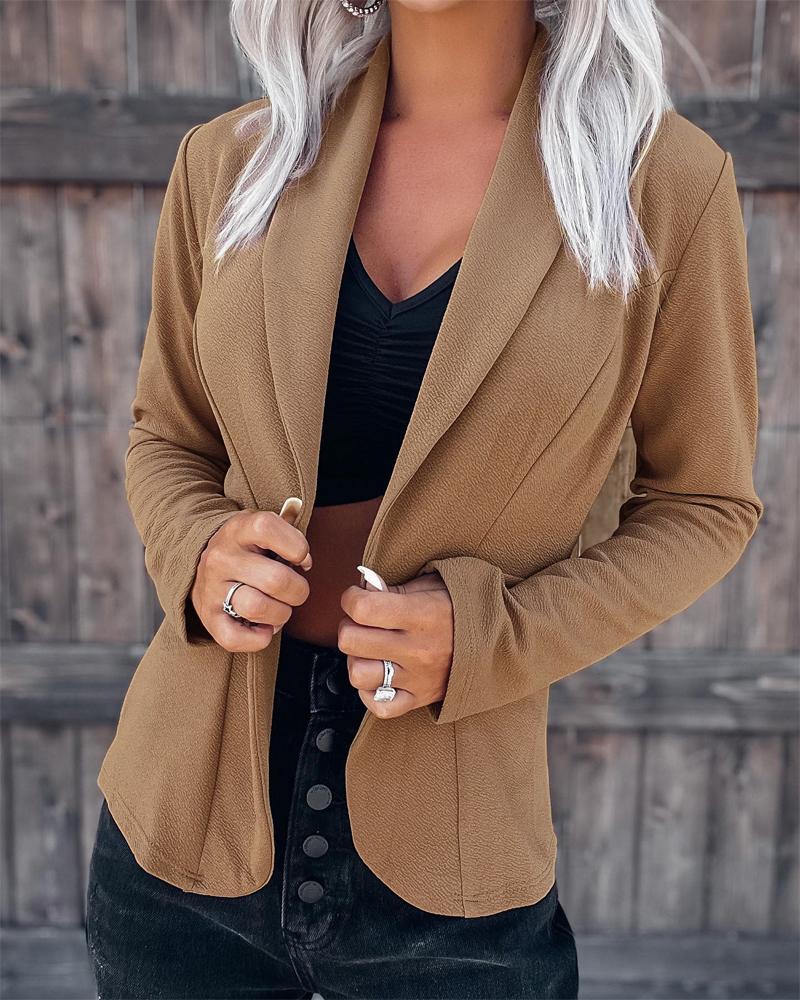 

Long Sleeve Shawl Collar Blazer, Khaki